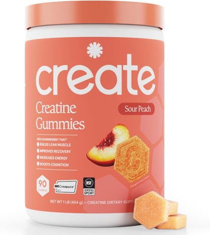 Create Creatine Monohydrate Gummies 1.5 g Strength Endurance & Focus Support Vegan 90 Gummies