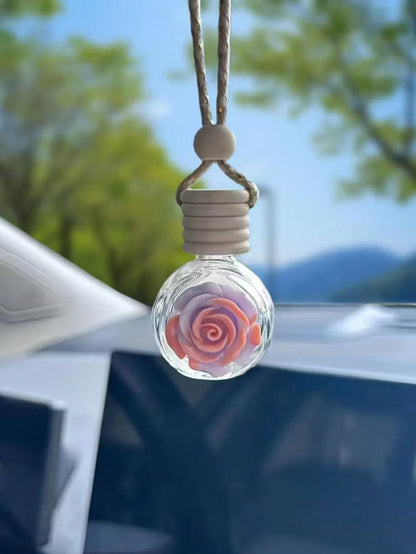 Flower Perfume Bottle Car Rearview Mirror Hanging Fragrance Diffuser