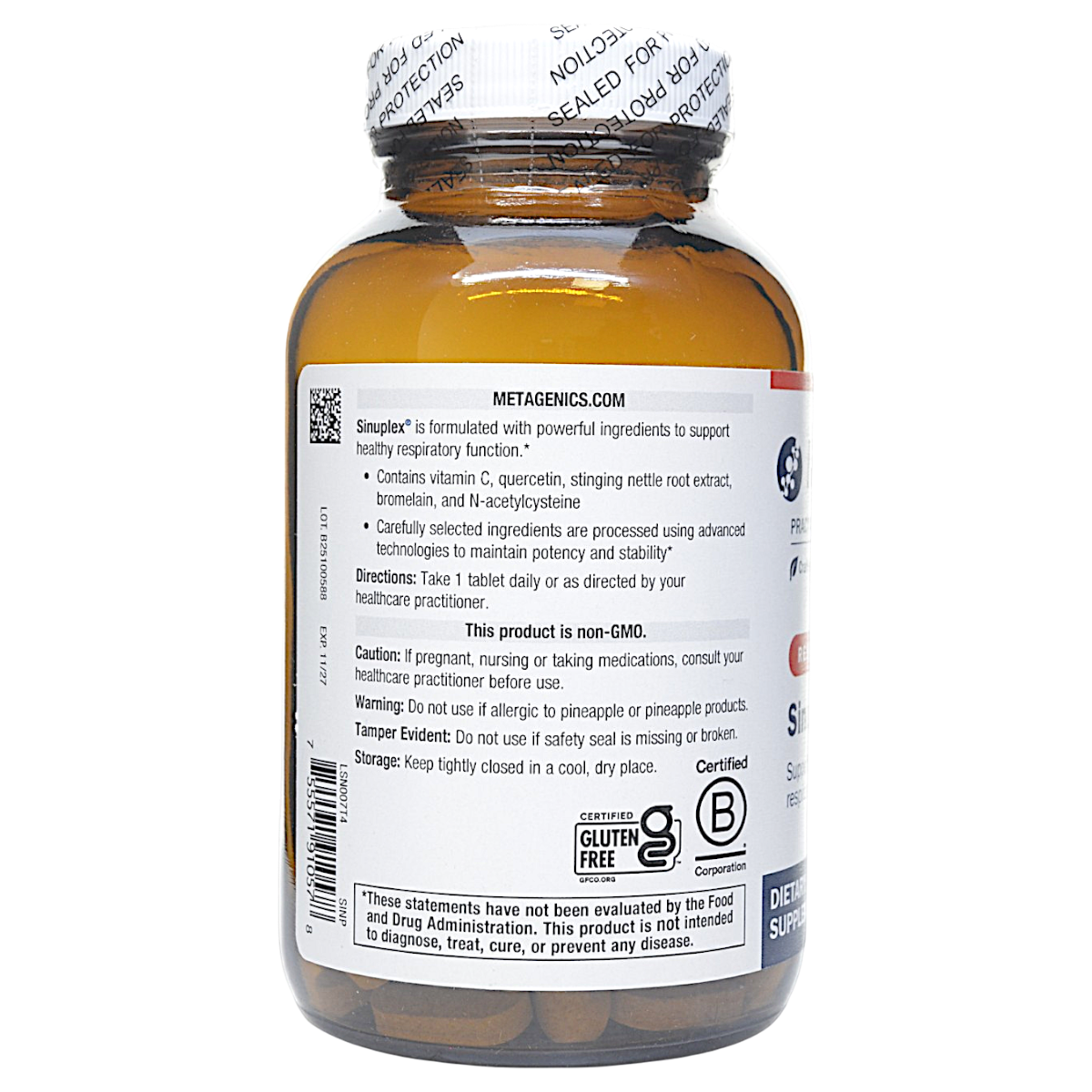 Metagenics Sinuplex Respiratory Support Supplement 120 Tablets