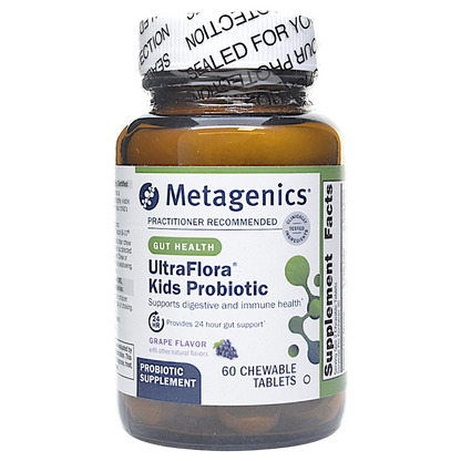 Metagenics UltraFlora Kids Probiotic Chewable Tablets Natural Grape Flavor - VitaBuy
