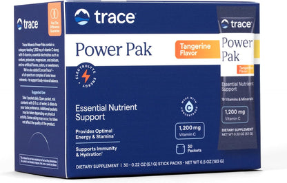 Trace Minerals Power Pak Electrolyte Powder Packets 1200mg Vitamin C Acai Berry 30 Count