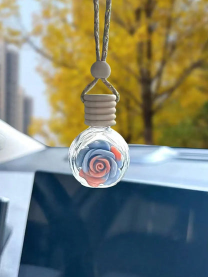 Flower Perfume Bottle Car Rearview Mirror Hanging Fragrance Diffuser