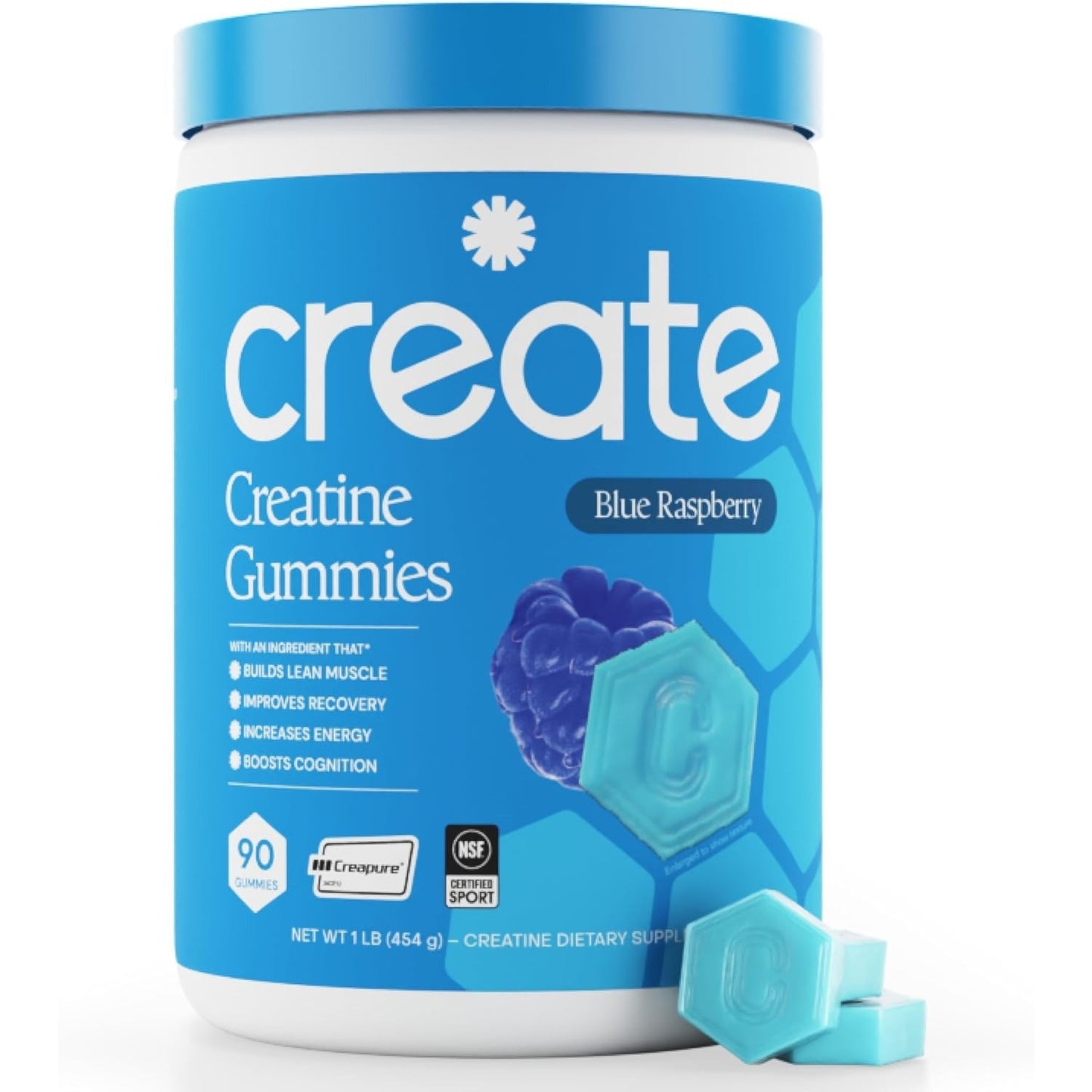 Create Creatine Monohydrate Gummies 1.5 g Strength Endurance & Focus Support Vegan 90 Gummies
