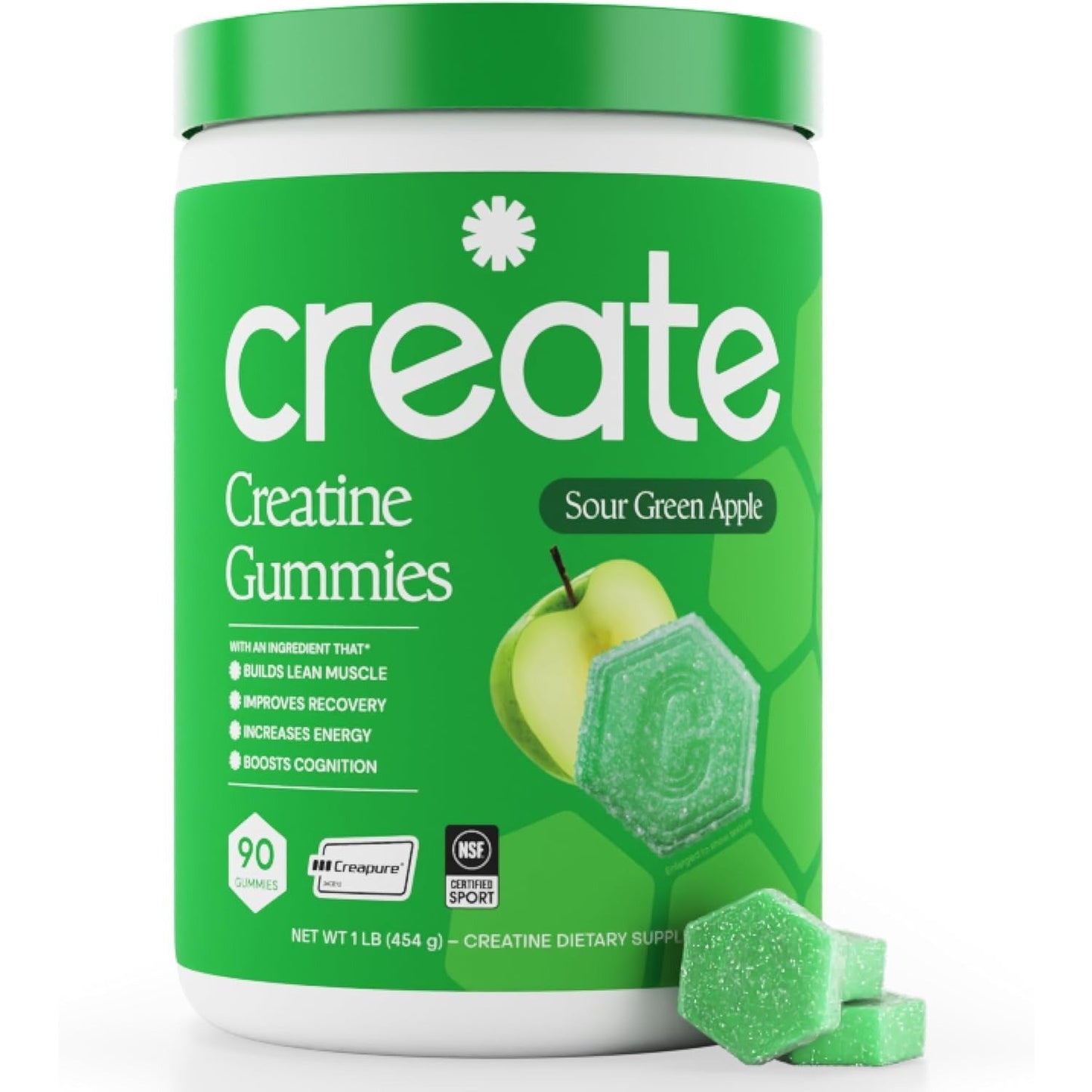 Create Creatine Monohydrate Gummies 1.5 g Strength Endurance & Focus Support Vegan 90 Gummies