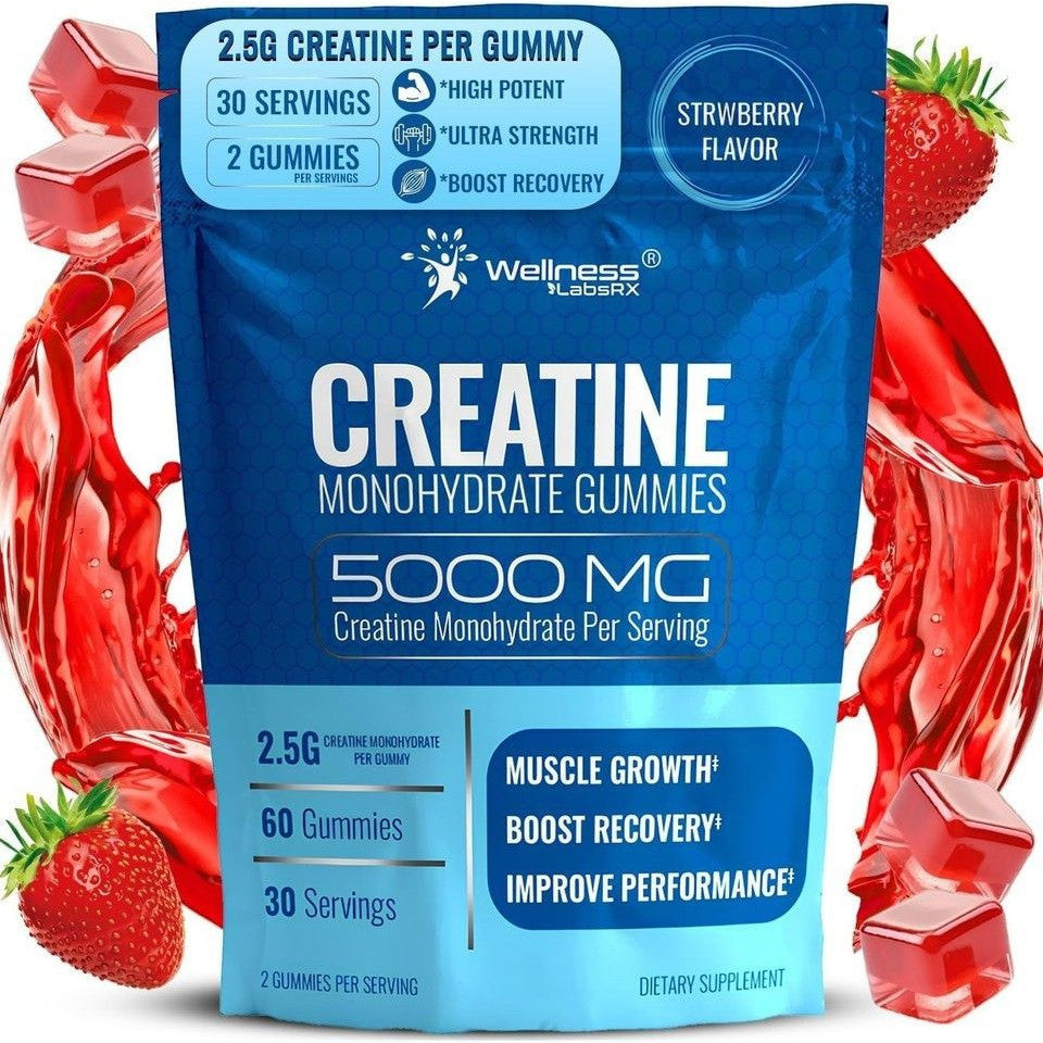 Creatine Monohydrate Gummies 5000mg 30 Serving Third Party Tested