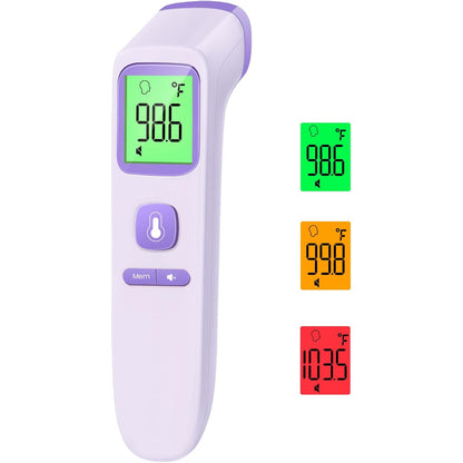 No-Touch Thermometer for Adults and Kids Accurate Digital Baby 1s Fast Reading Fever Alarm Silent Mode 35-Reading Memory Forehead & Object Mode AAA Battery Included