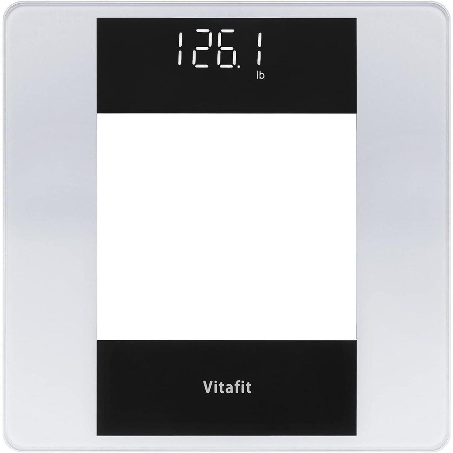 Vitafit Digital Bathroom Scale 400 lb Capacity 0.1 lb Accuracy Step-On LED Display Spray Silver Black
