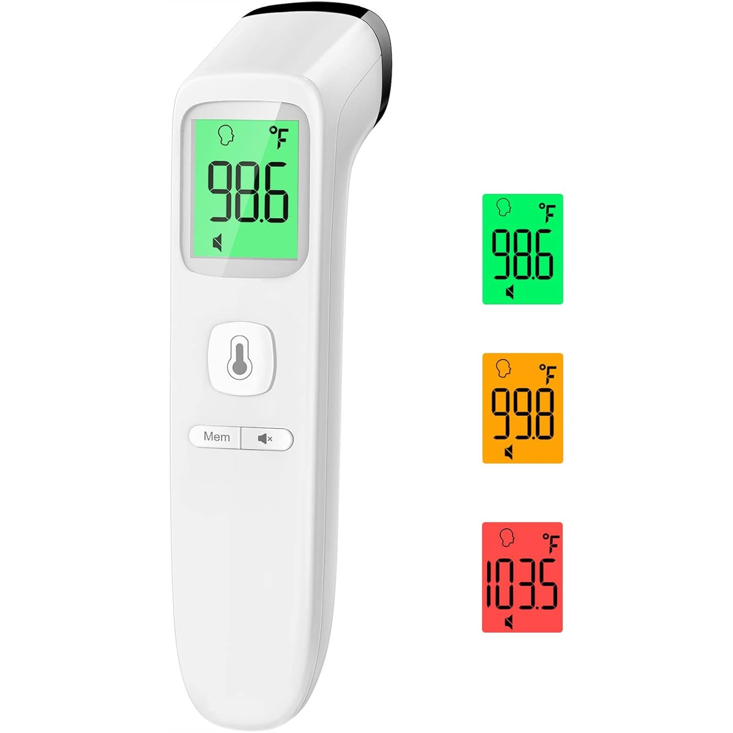 No-Touch Thermometer for Adults and Kids Accurate Digital Baby 1s Fast Reading Fever Alarm Silent Mode 35-Reading Memory Forehead & Object Mode AAA Battery Included