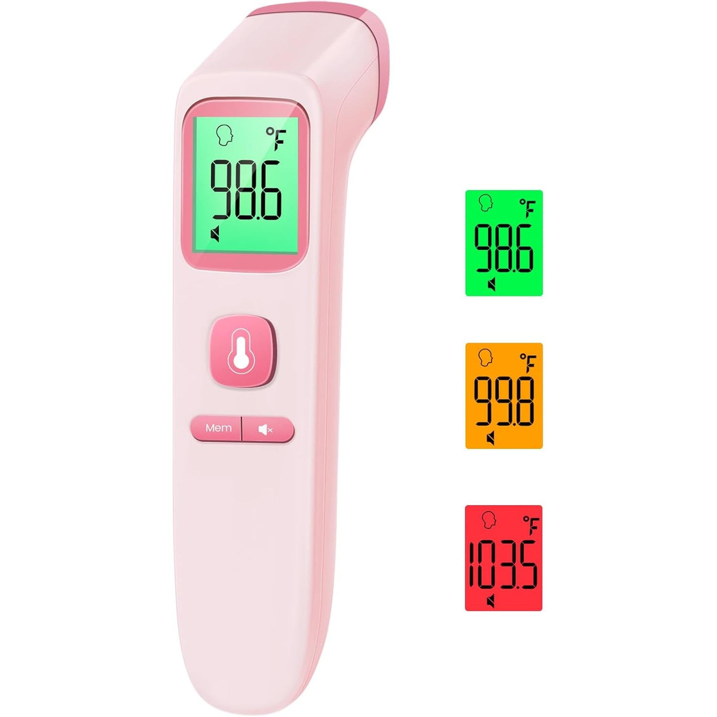 No-Touch Thermometer for Adults and Kids Accurate Digital Baby 1s Fast Reading Fever Alarm Silent Mode 35-Reading Memory Forehead & Object Mode AAA Battery Included