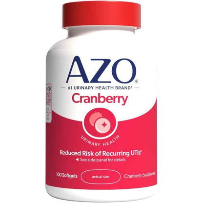 AZO Cranberry Supplement Dietary Softgels Sugar Free Non-GMO 100 Count