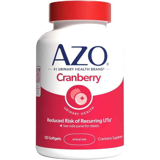 AZO Cranberry Supplement Dietary Softgels Sugar Free Non-GMO 100 Count