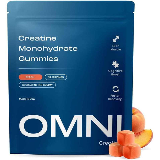 OMNI Creatine Monohydrate Gummies Peach Watermelon 1g Per Gummy 90 Count