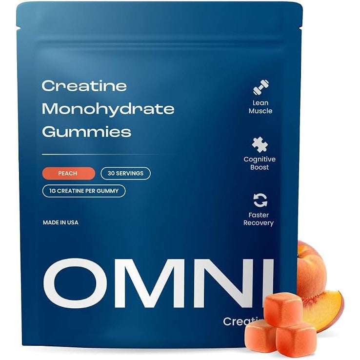 OMNI Creatine Monohydrate Gummies Peach Watermelon 1g Per Gummy 90 Count