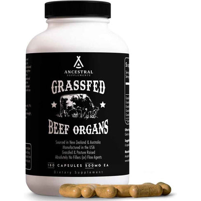 Ancestral Supplements Grass Fed Beef Organ Supplement Freeze-Dried 180 Capsules