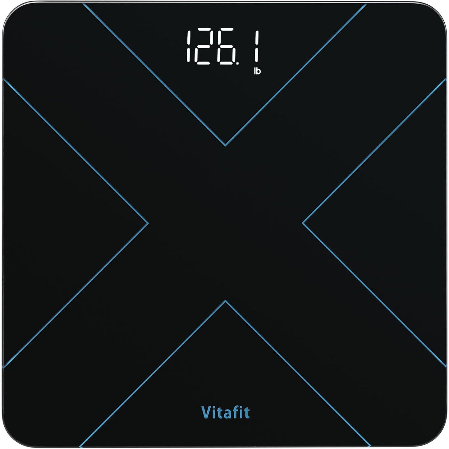 Vitafit Digital Bathroom Scale 400 lb Capacity 0.1 lb Accuracy Step-On LED Display Spray Silver Black