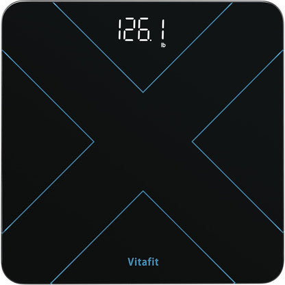 Vitafit Digital Bathroom Scale 400 lb Capacity 0.1 lb Accuracy Step-On LED Display Spray Silver Black