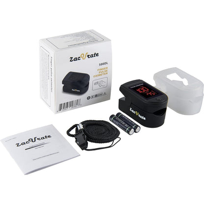 Zacurate 500 Series Fingertip Pulse Oximeter Blood Oxygen Saturation Monitor with Silicon Cover Batteries and Lanyard Royal Black
