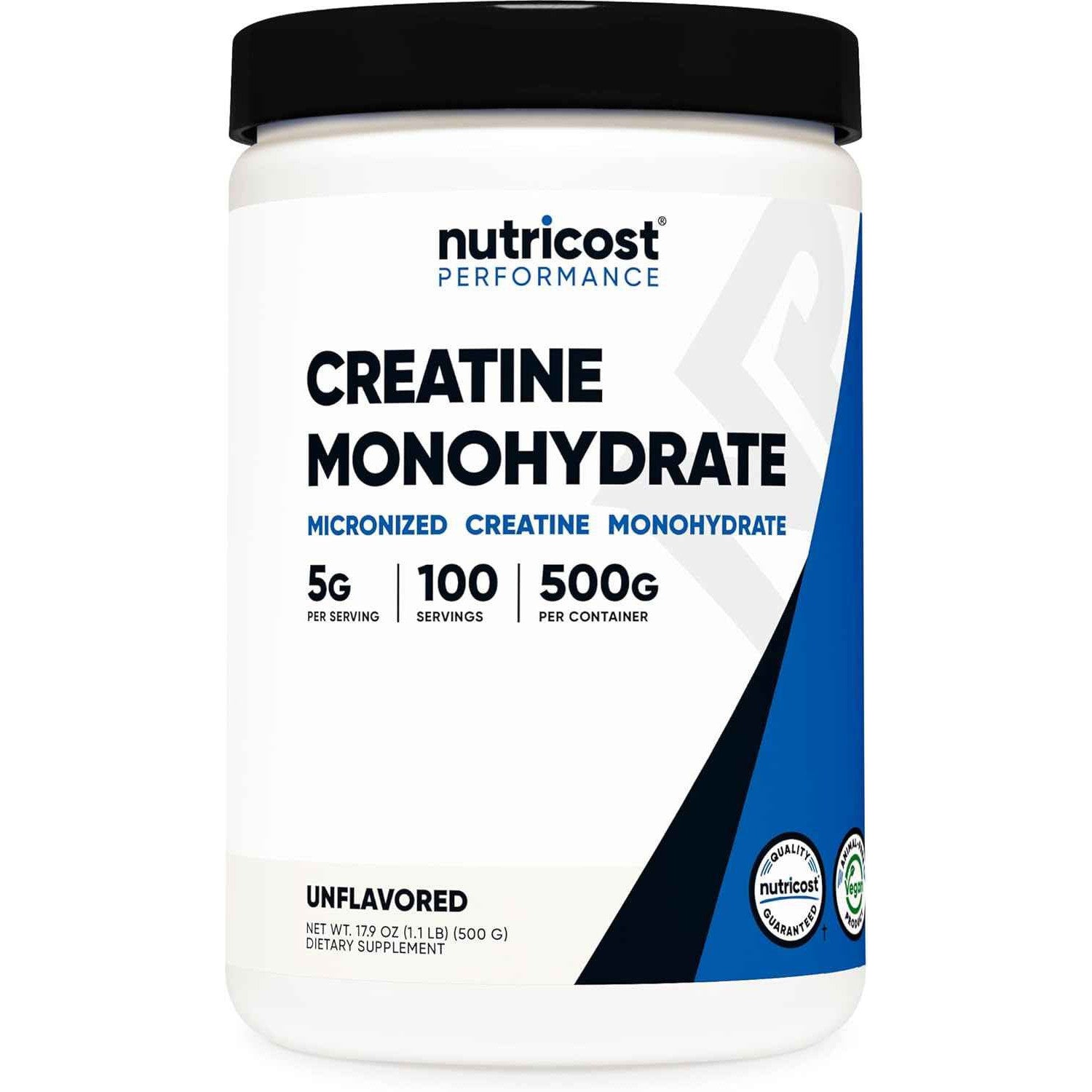 Nutricost Micronized Creatine Monohydrate Unflavored Powder 5000mg Per Serv (5g) - 100 Servings, 17.9 Oz