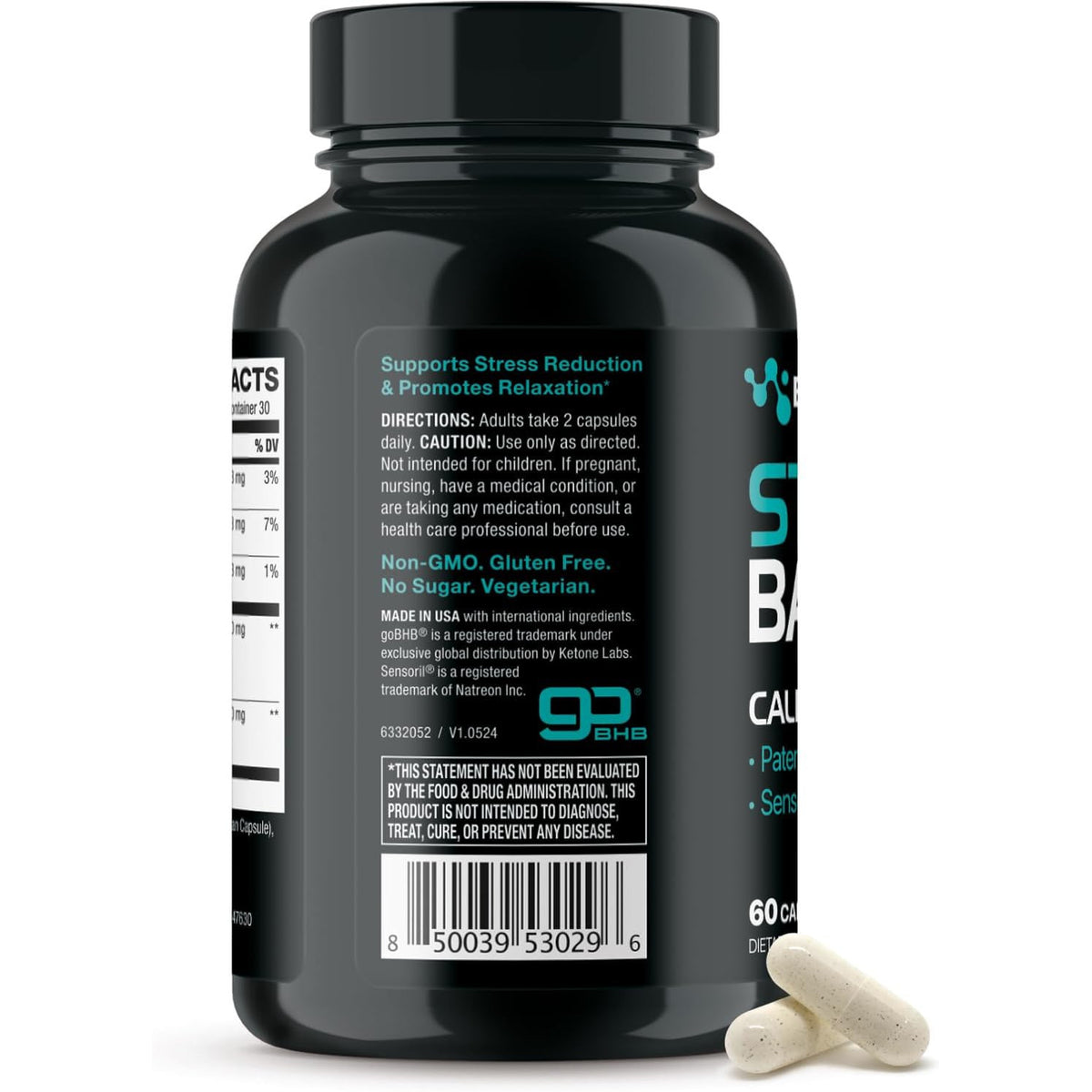 Real Ketones Ashwagandha Cortisol Mood Support Capsules 60 Count