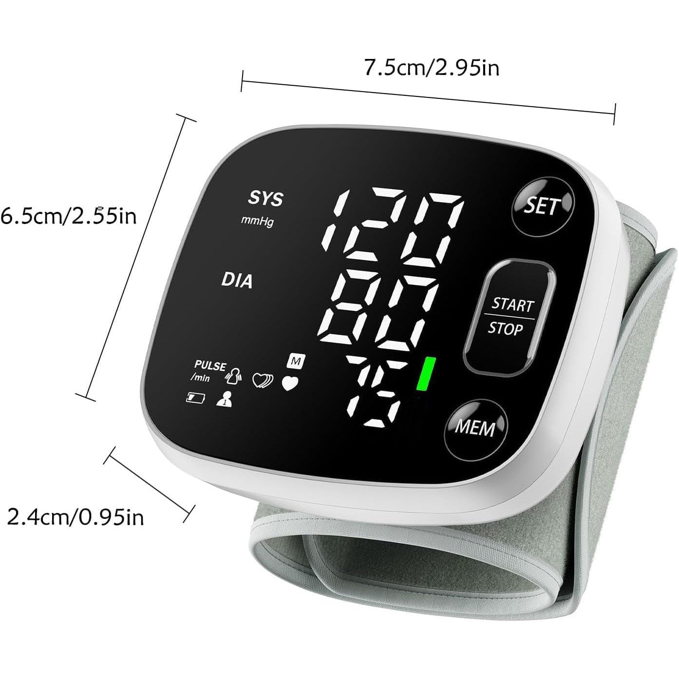 Oklar Wrist Blood Pressure Monitor FDA Cleared Rechargeable with Adjustable Cuff 4.92-8.46 Inches 240 Reading Memory 2 Users Voice Broadcast Storage Case