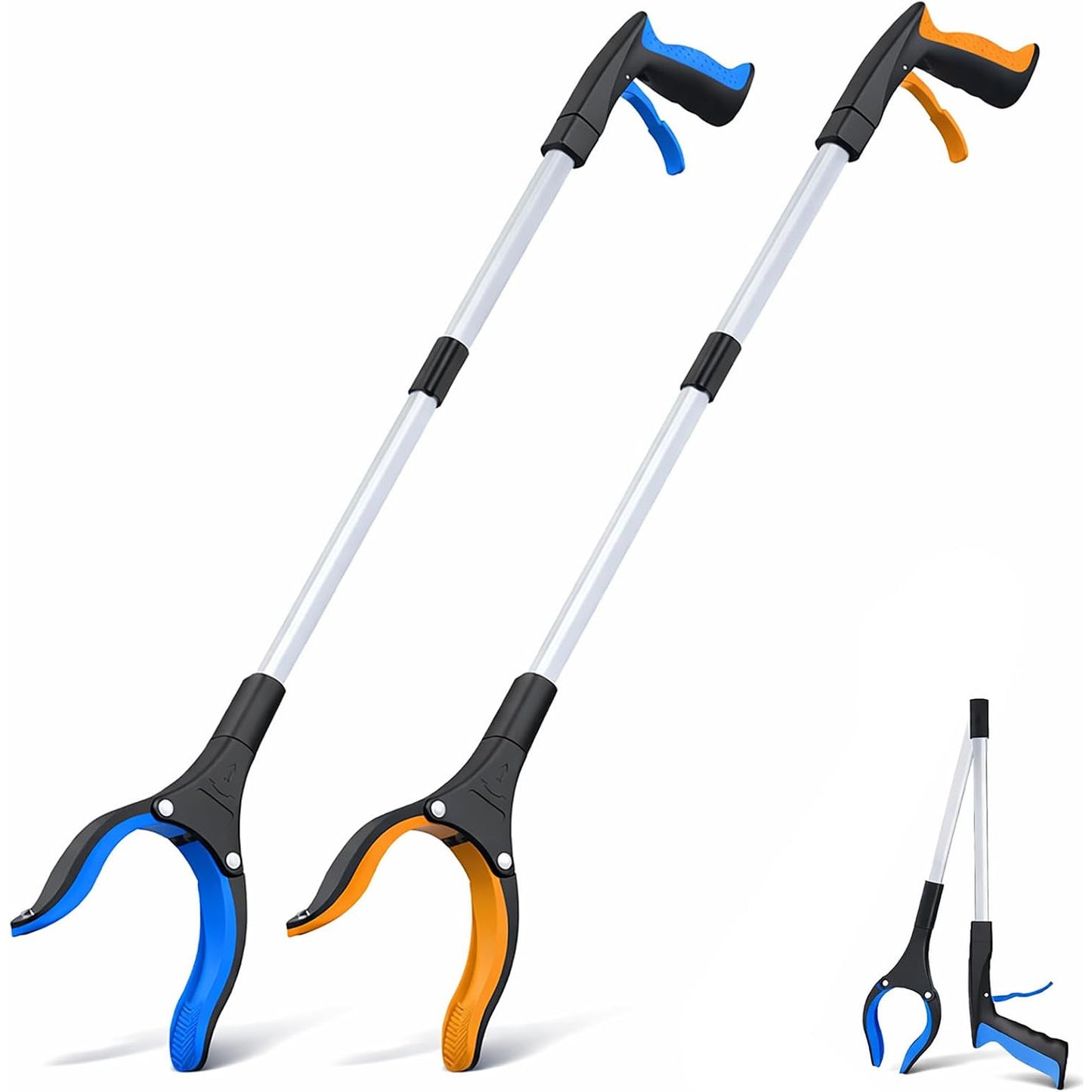 Grabber Reacher Tool 32 in Extra Long Foldable Gripper Heavy Duty Pick Up Stick for Seniors Trash Surgery Recovery Blue