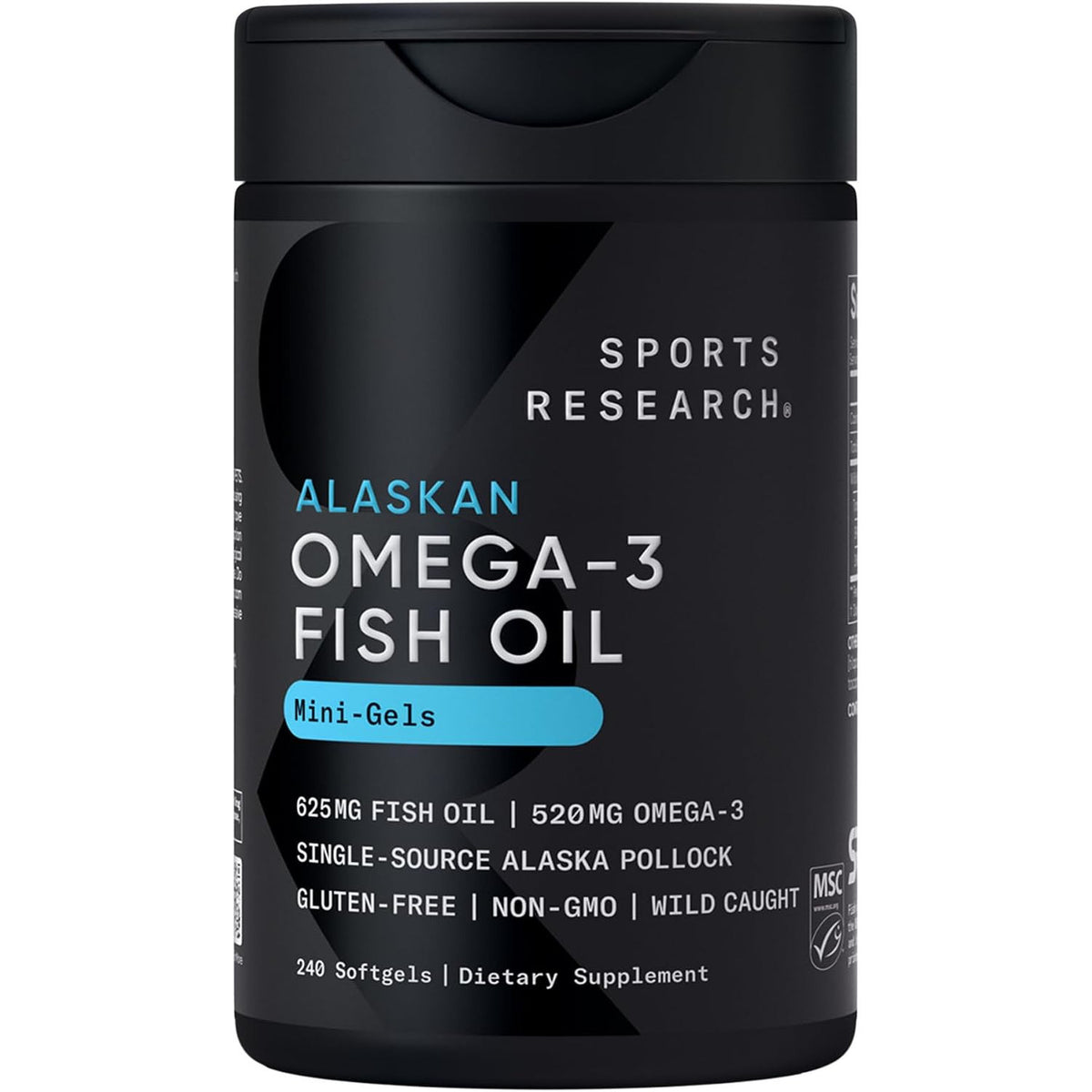 Sports Research Omega-3 Fish Oil 1250 Triple Strength Fish Oil Supplement