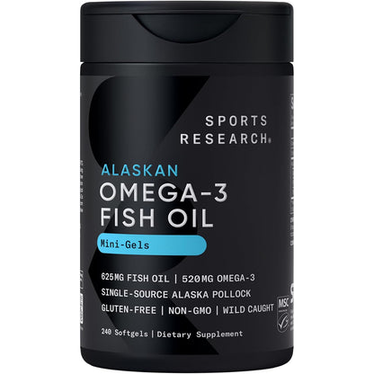 Sports Research Omega-3 Fish Oil 1250 Triple Strength Fish Oil Supplement