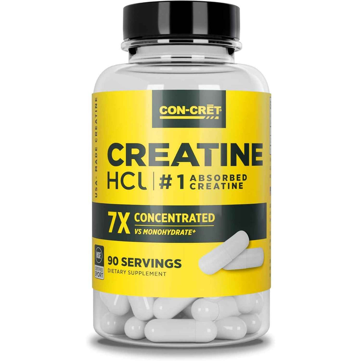 CON-CRET Creatine HCl Capsules Muscle Strength & Cognitive Support 90 Count