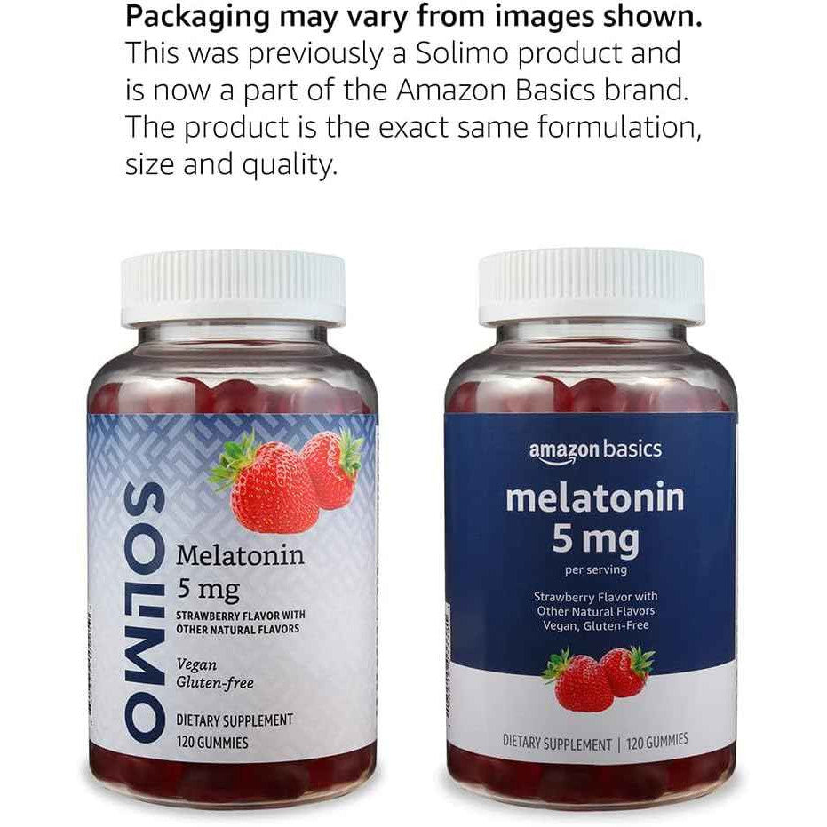 Amazon Basics Melatonin Sleep Support Gummies Strawberry 5mg 120 Count