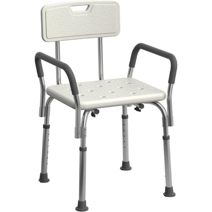 Medline Shower Chair with Backrest Padded Armrests 350 lb Capacity Bath Bench Seat Stool