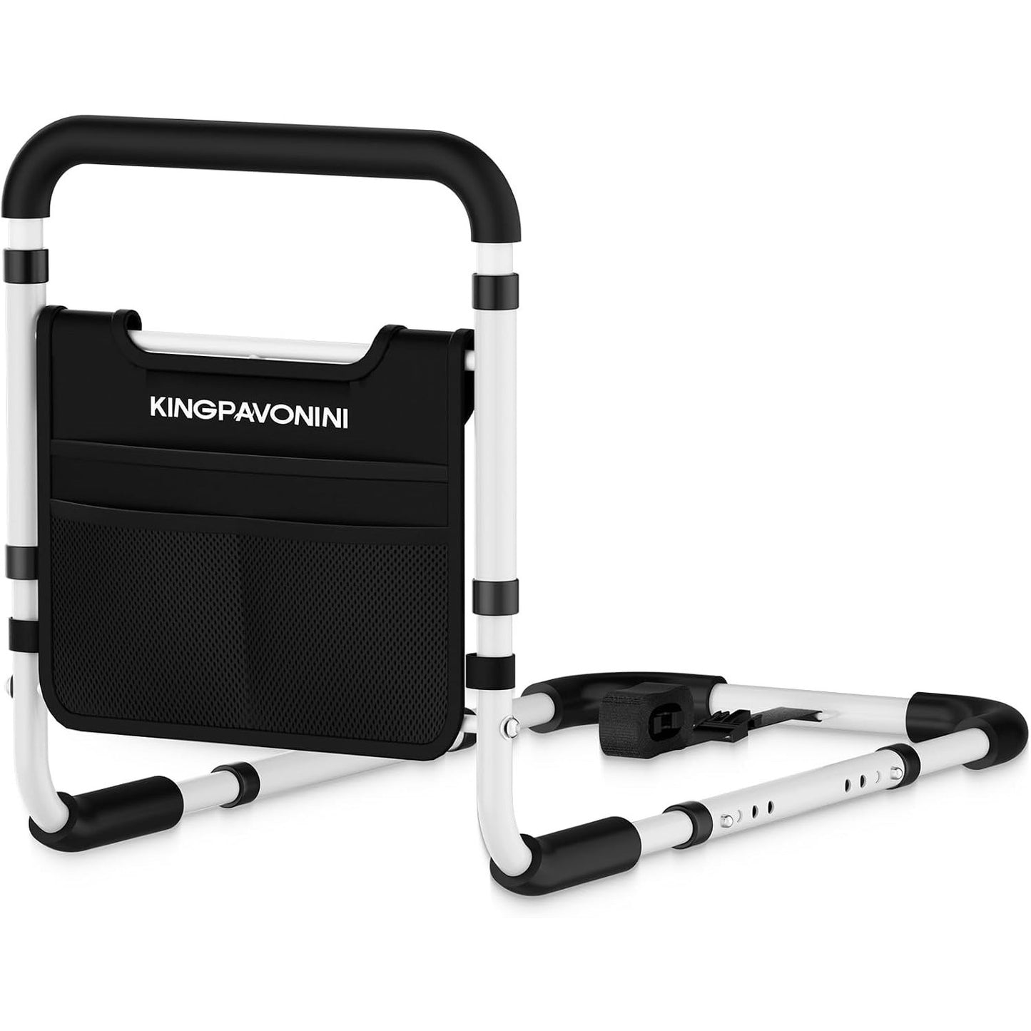 KingPavonini Bed Rails for Elderly Adults Safety 380 lbs ASTM Approved Adjustable Bed Cane Non-Slip Ergonomic Handle Storage Bag Tool-Free