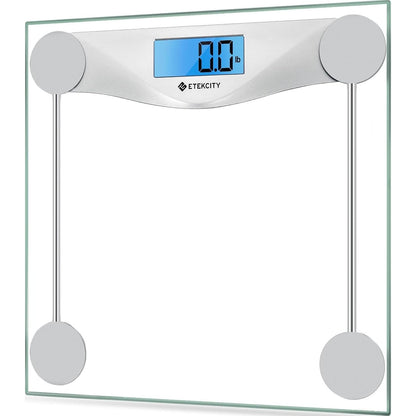 Etekcity Digital Body Weight Bathroom Scale 400 lb Capacity 6mm Tempered Glass Blue LCD Display