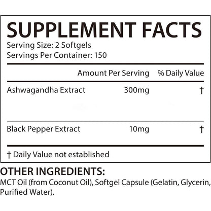 ZUZOKKAHA Ashwagandha Extract Relaxation Calm Mood Supplement Softgels 300 Count