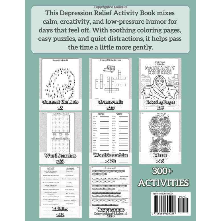 Estoria Press Depression Relief Activity Book for Anxiety Stress