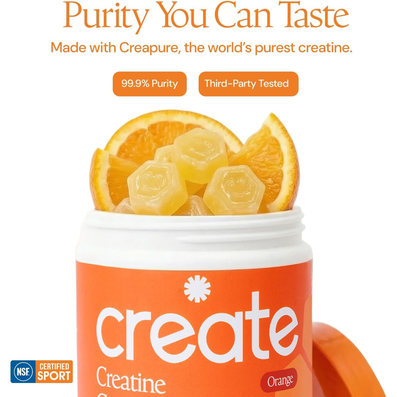 Create Creatine Monohydrate Gummies Anti-Melting Formula Vegan 90 Count