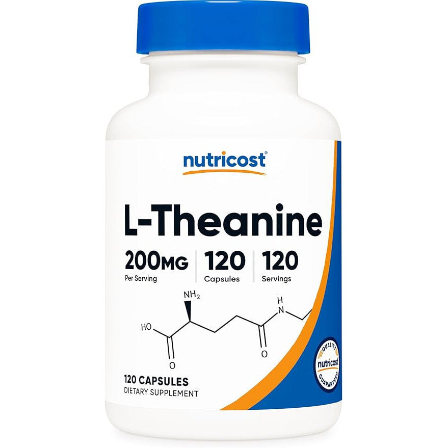 Nutricost L-Theanine 200mg Double Strength Supplement Capsules - Non-GMO, Gluten Free