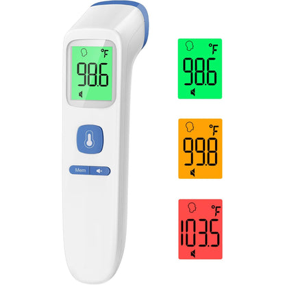 No-Touch Thermometer for Adults and Kids Accurate Digital Baby 1s Fast Reading Fever Alarm Silent Mode 35-Reading Memory Forehead & Object Mode AAA Battery Included