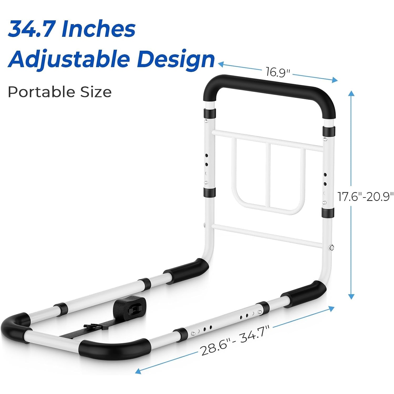 KingPavonini Bed Rails for Elderly Adults Safety 380 lbs ASTM Approved Adjustable Bed Cane Non-Slip Ergonomic Handle Storage Bag Tool-Free