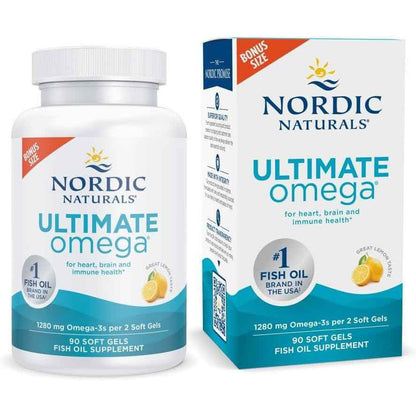 Nordic Naturals Ultimate Omega Fish Oil Supplement 1280 mg Lemon 90 Soft Gels