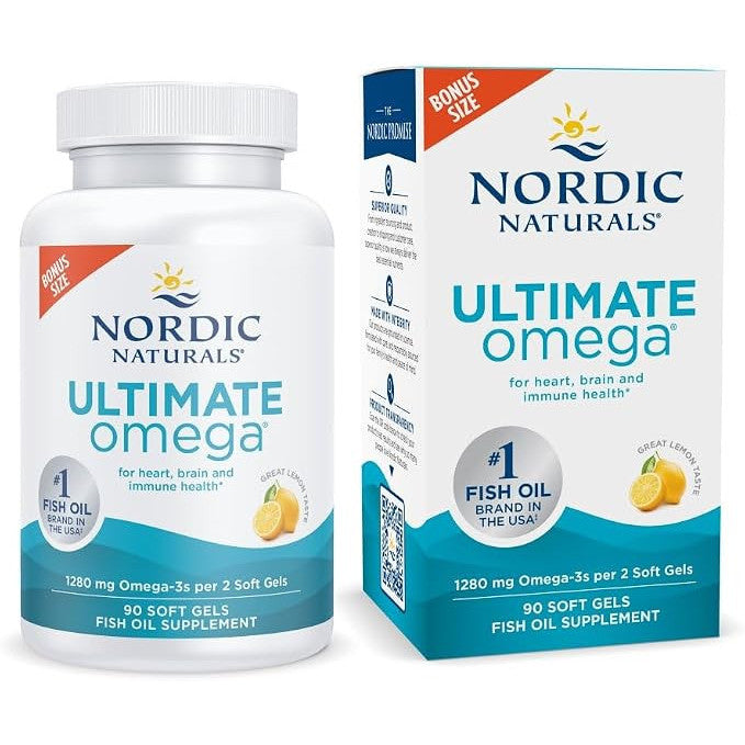 Nordic Naturals Ultimate Omega Fish Oil Supplement 1280 mg Lemon 90 Soft Gels