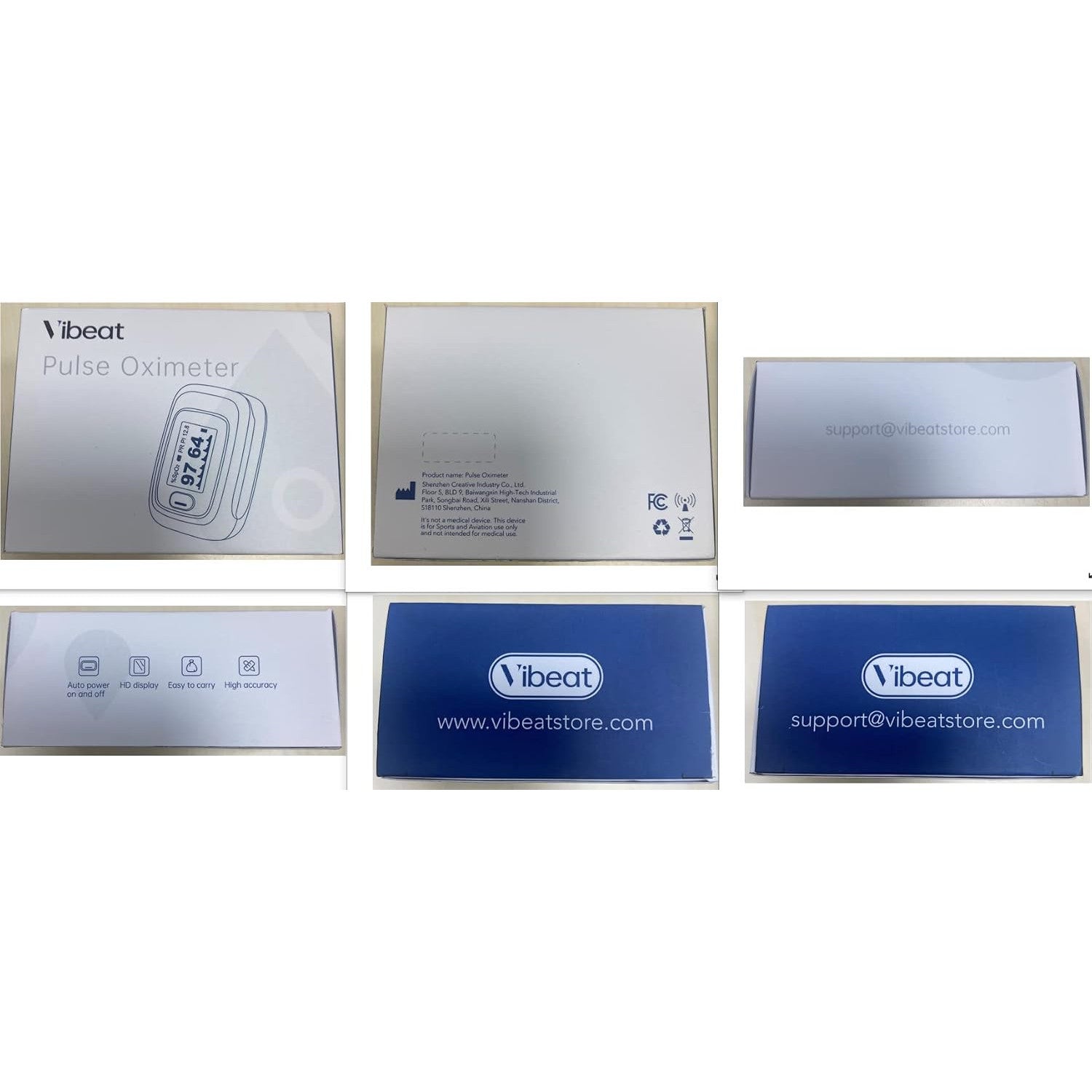 Vibeat Fingertip Pulse Oximeter Blood Oxygen Saturation Monitor Portable SpO2 & Pulse Rate Monitor Batteries and Lanyard Included