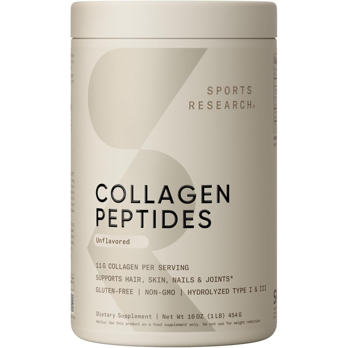 Sports Research Collagen Peptides Dietary Supplement Powder