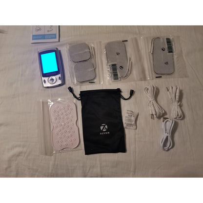 AUVON Dual Channel TENS Unit Muscle Stimulator Machine 20 Modes 2" and 2"x4" Electrode Pads