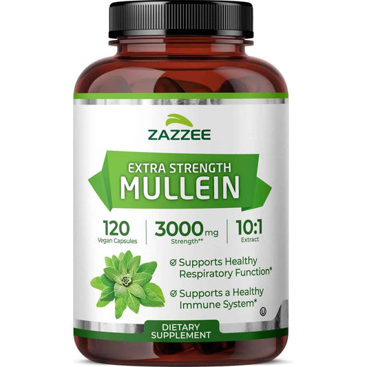 Zazzee Extra Strength Mullein Leaf 10:1 Extract Respiratory Support Capsules