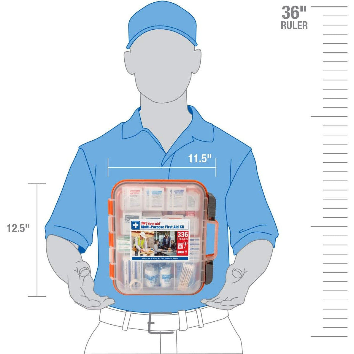 24/7 First Aid OSHA Compliant All-Purpose 100-Person Emergency Kit 336 Pieces Plastic Case with Easy-Slide Latches for Business Home Car