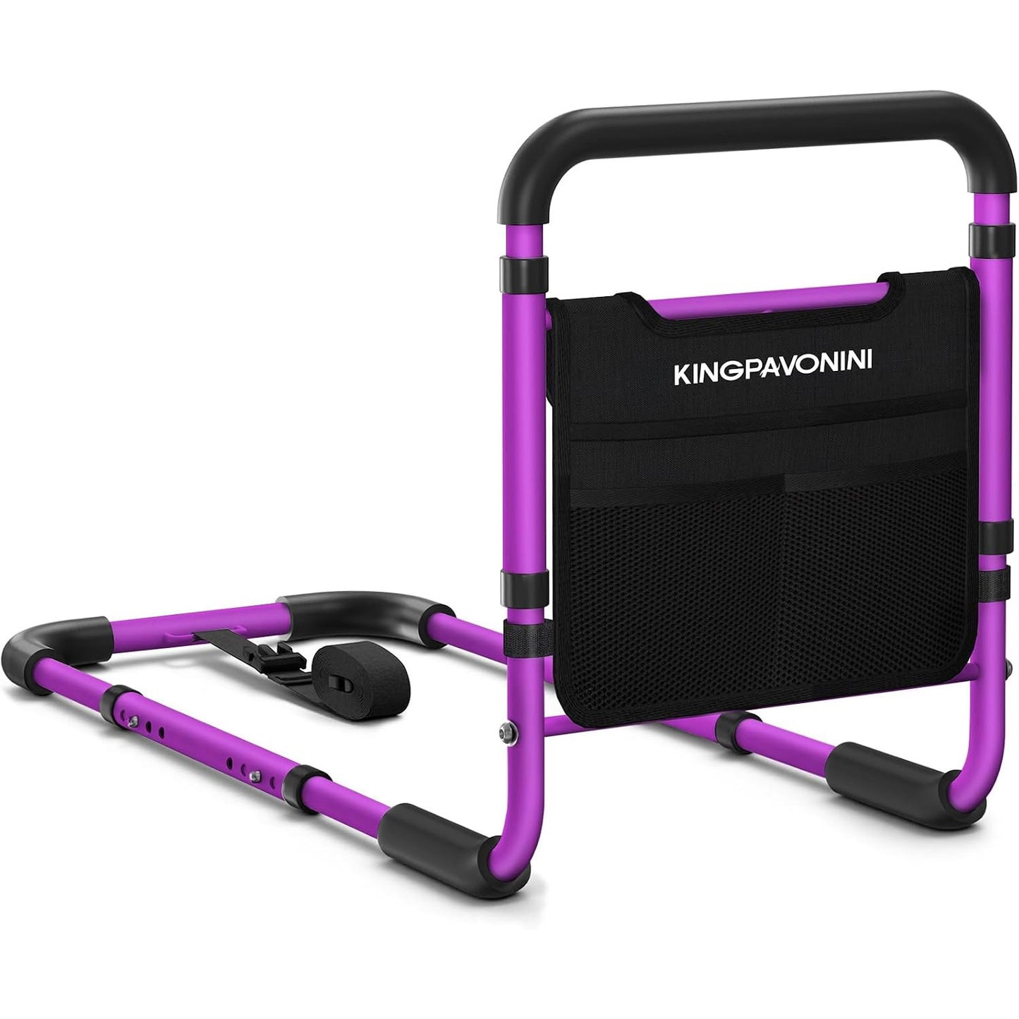 KingPavonini Bed Rails for Elderly Adults Safety 380 lbs ASTM Approved Adjustable Bed Cane Non-Slip Ergonomic Handle Storage Bag Tool-Free