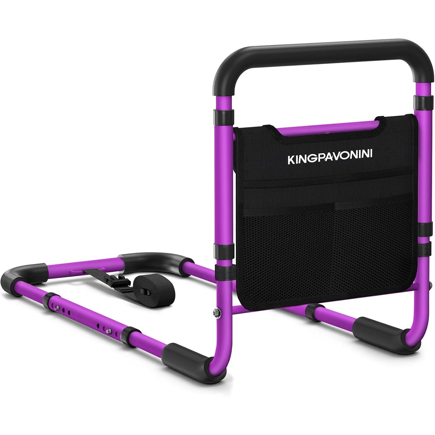 KingPavonini Bed Rails for Elderly Adults Safety 380 lbs ASTM Approved Adjustable Bed Cane Non-Slip Ergonomic Handle Storage Bag Tool-Free