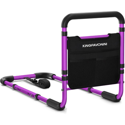 KingPavonini Bed Rails for Elderly Adults Safety 380 lbs ASTM Approved Adjustable Bed Cane Non-Slip Ergonomic Handle Storage Bag Tool-Free