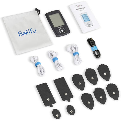 Belifu Dual Channel TENS EMS Unit 24 Modes Muscle Stimulator Pain Relief Therapy 10 Pads Storage Bag