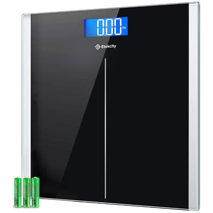 Etekcity Digital Body Weight Bathroom Scale 400 lb Capacity 6mm Tempered Glass Blue LCD Display